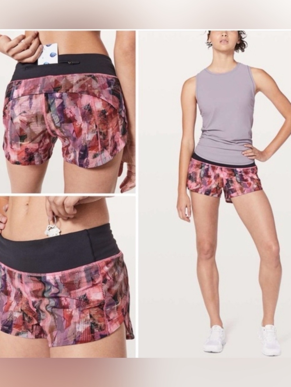 Lululemon Women’s Printed Run Shorts - Pink Multi 2